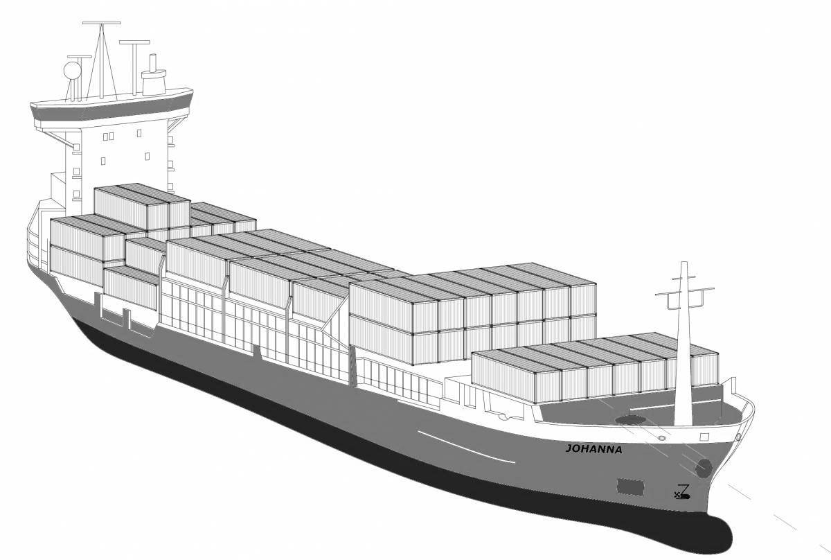 Exquisite container ship coloring page
