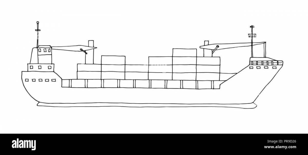 Shiny container ship coloring page