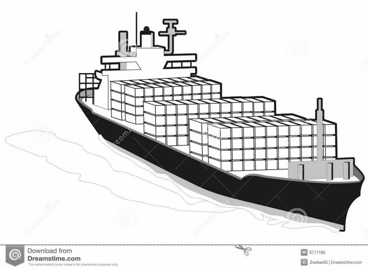 Shiny container ship coloring page