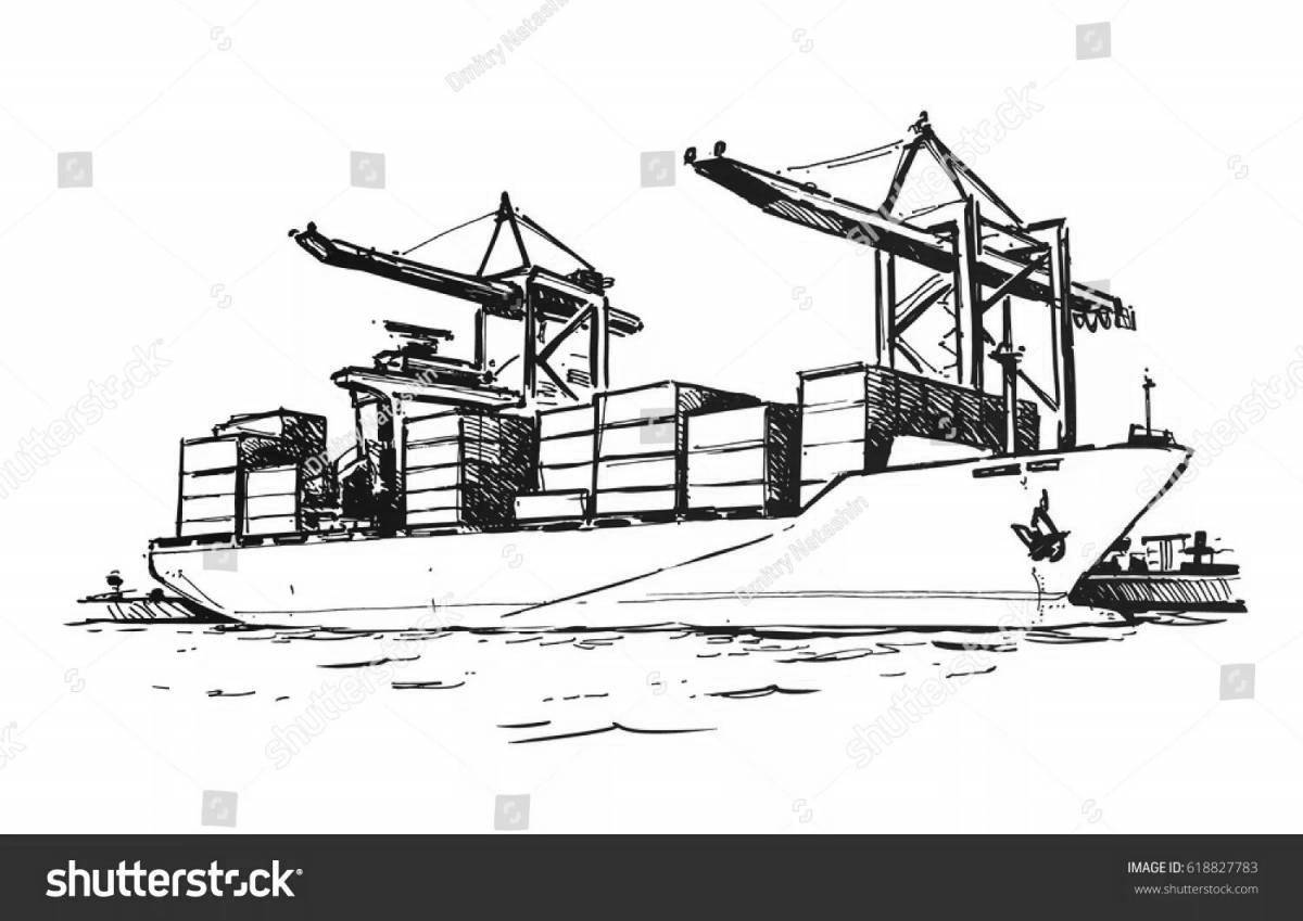 Palatial container ship coloring page