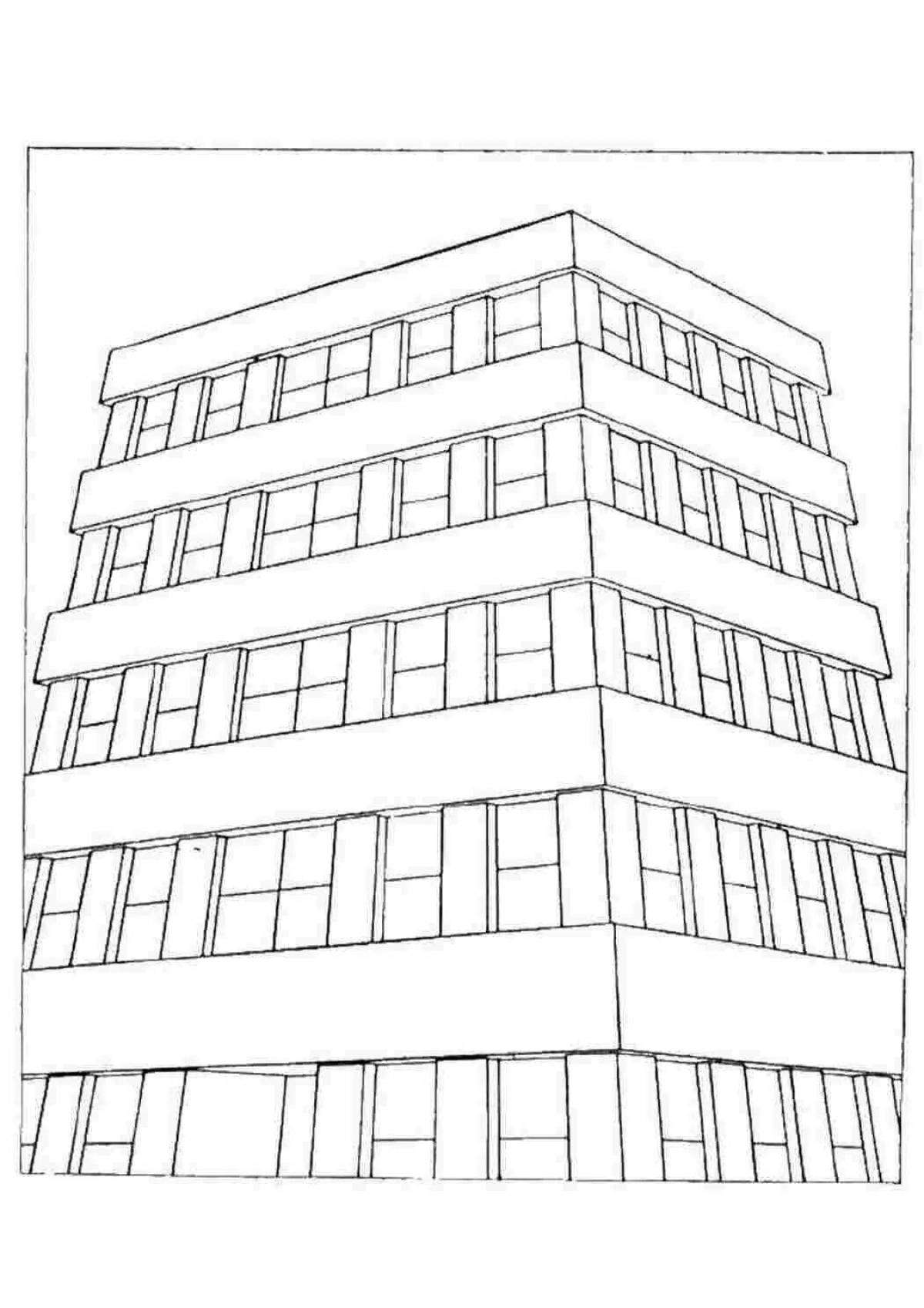 Рисунок многоэтажного. Многоэтажный дом раскраска для детей. Рисование многоэтажный дом. Многоэтажный дом карандашом. Высотный дом раскраска для детей.