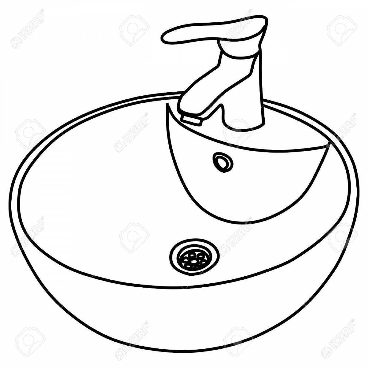 Colorful washbasin coloring page