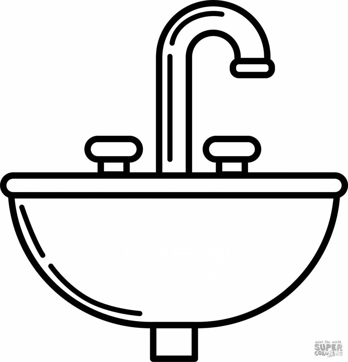 Fun wash basin coloring page