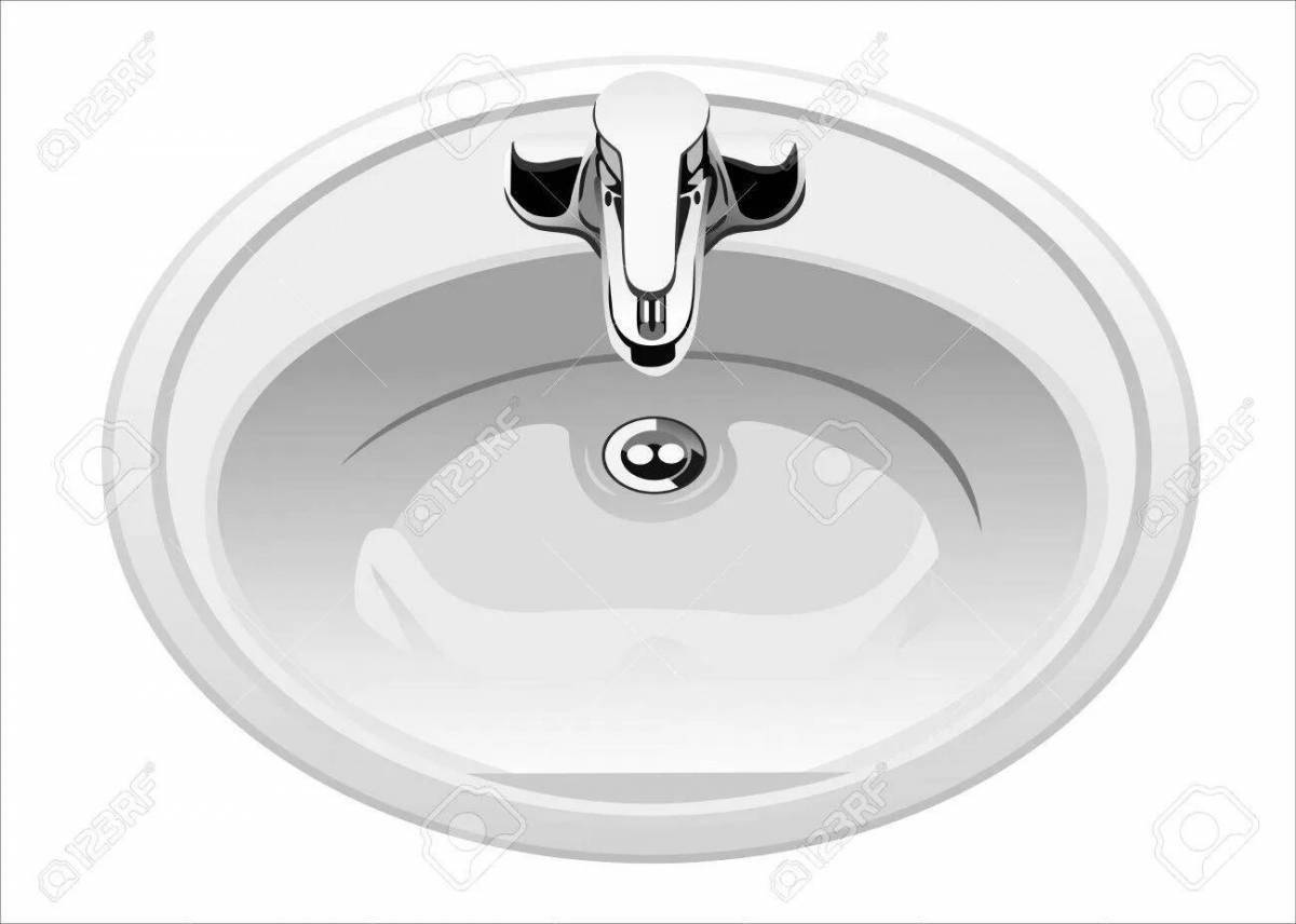 Joyful washbasin coloring page