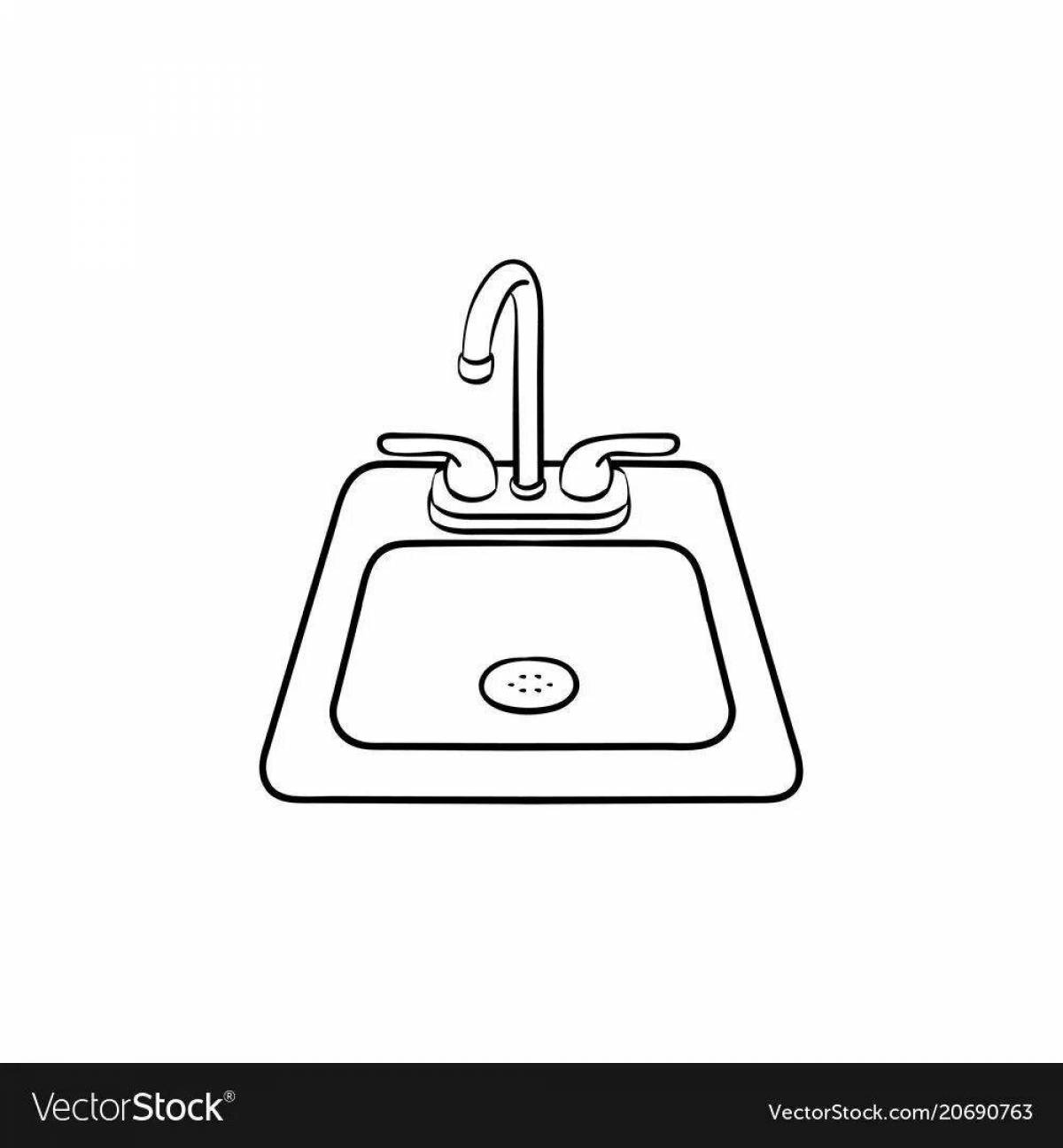 Playful washbasin coloring page