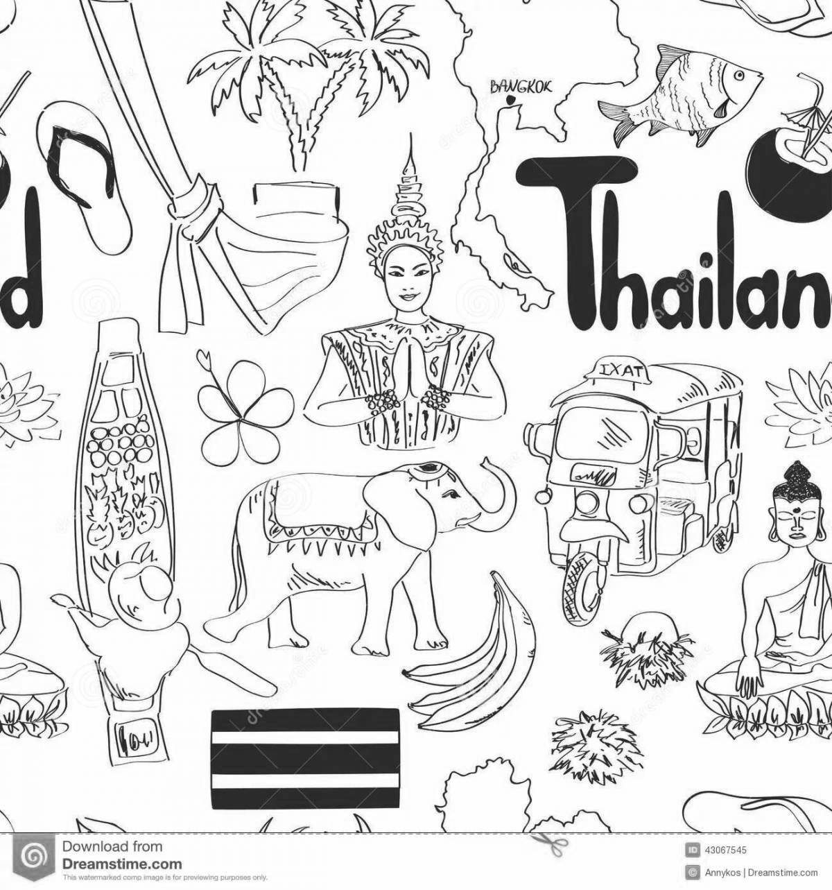 Яркий таиланд раскраска