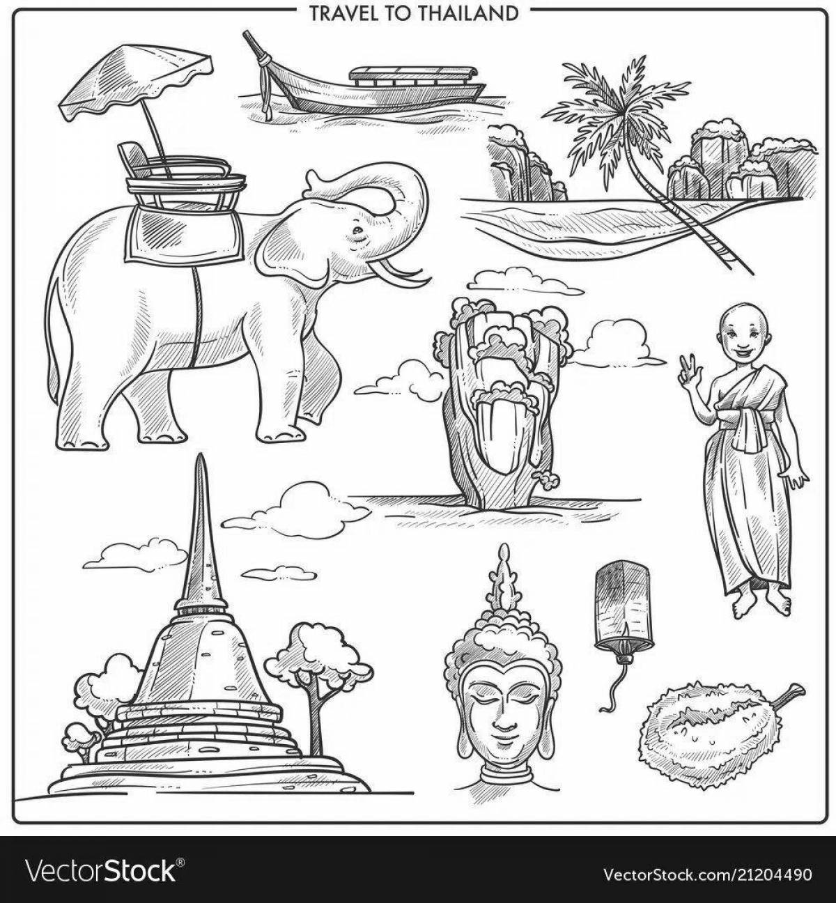 Playful thailand coloring page