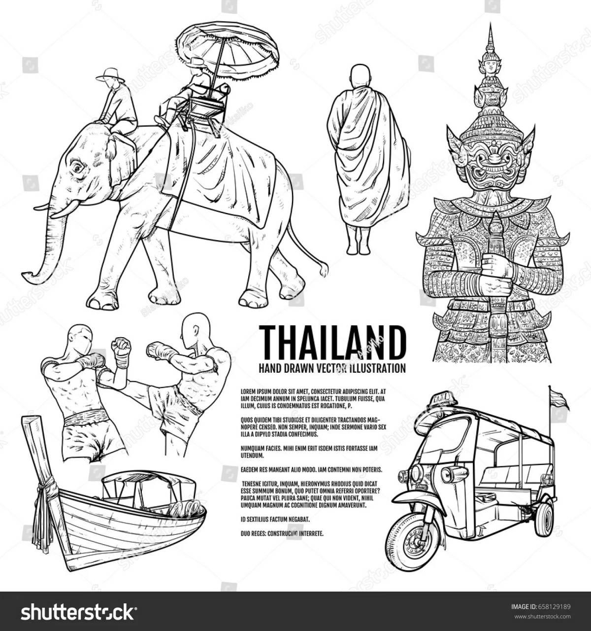 Coloring book glowing thailand
