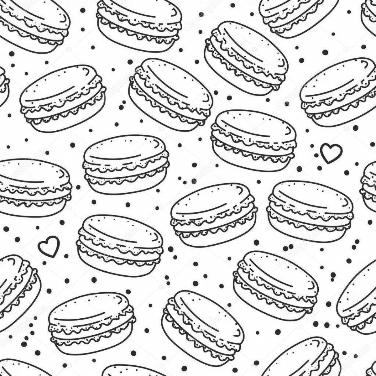 Colorful macarons coloring page