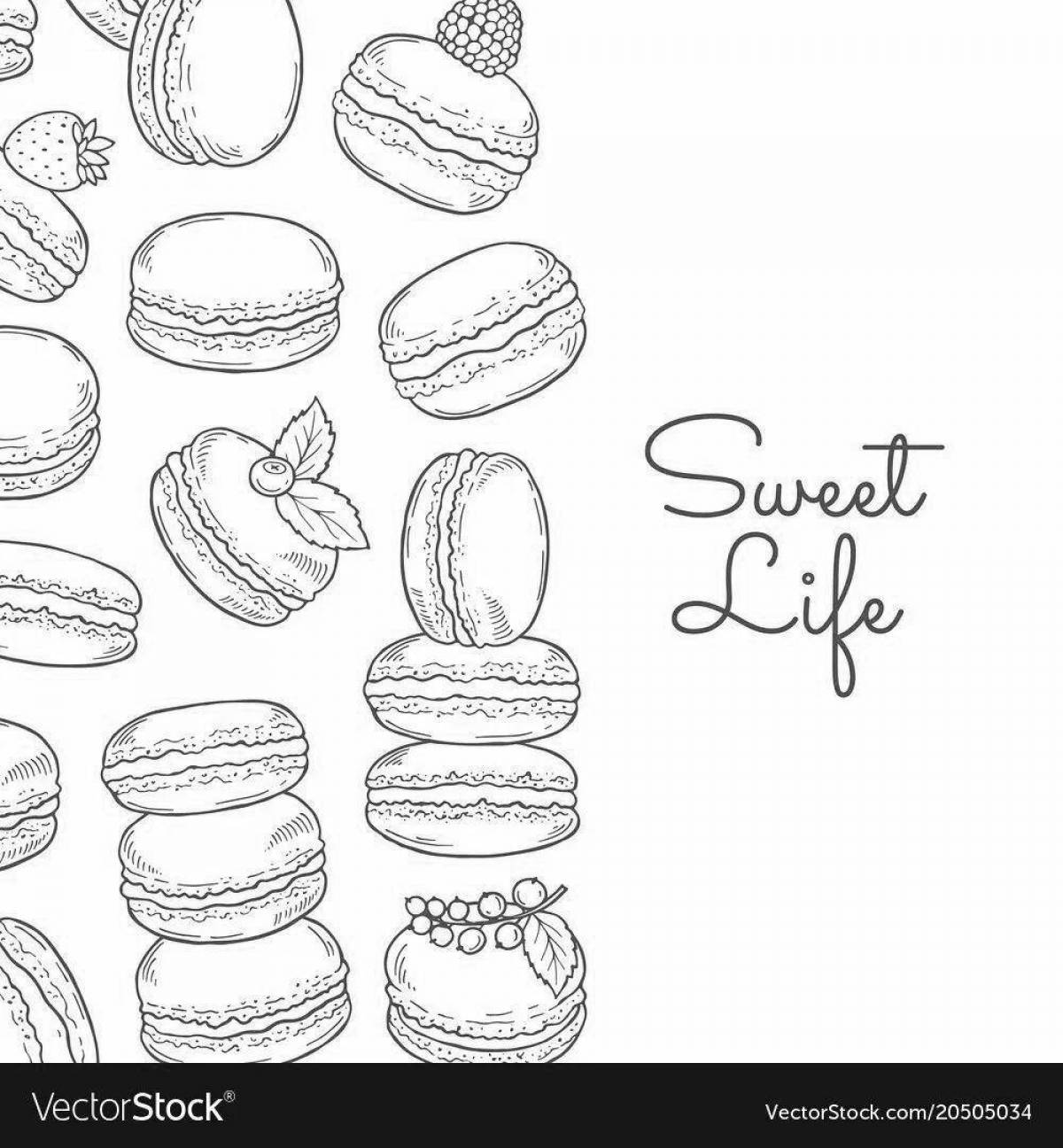 Coloring page sweet macaroons
