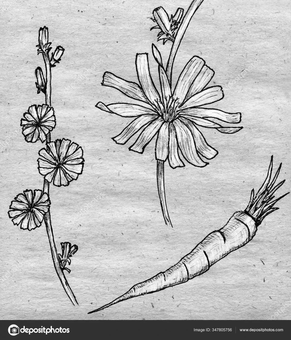 Delightful chicory coloring page
