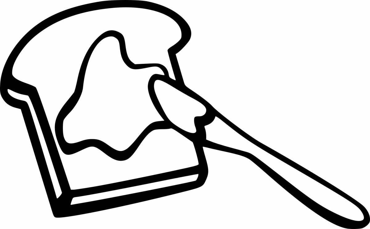 Playful toast coloring page