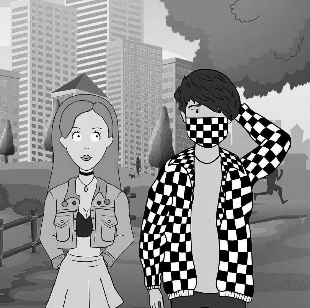 Friendzone colorful glitter coloring page