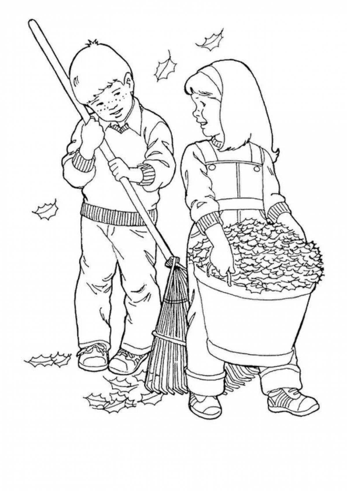 Vibrant cleaning coloring page