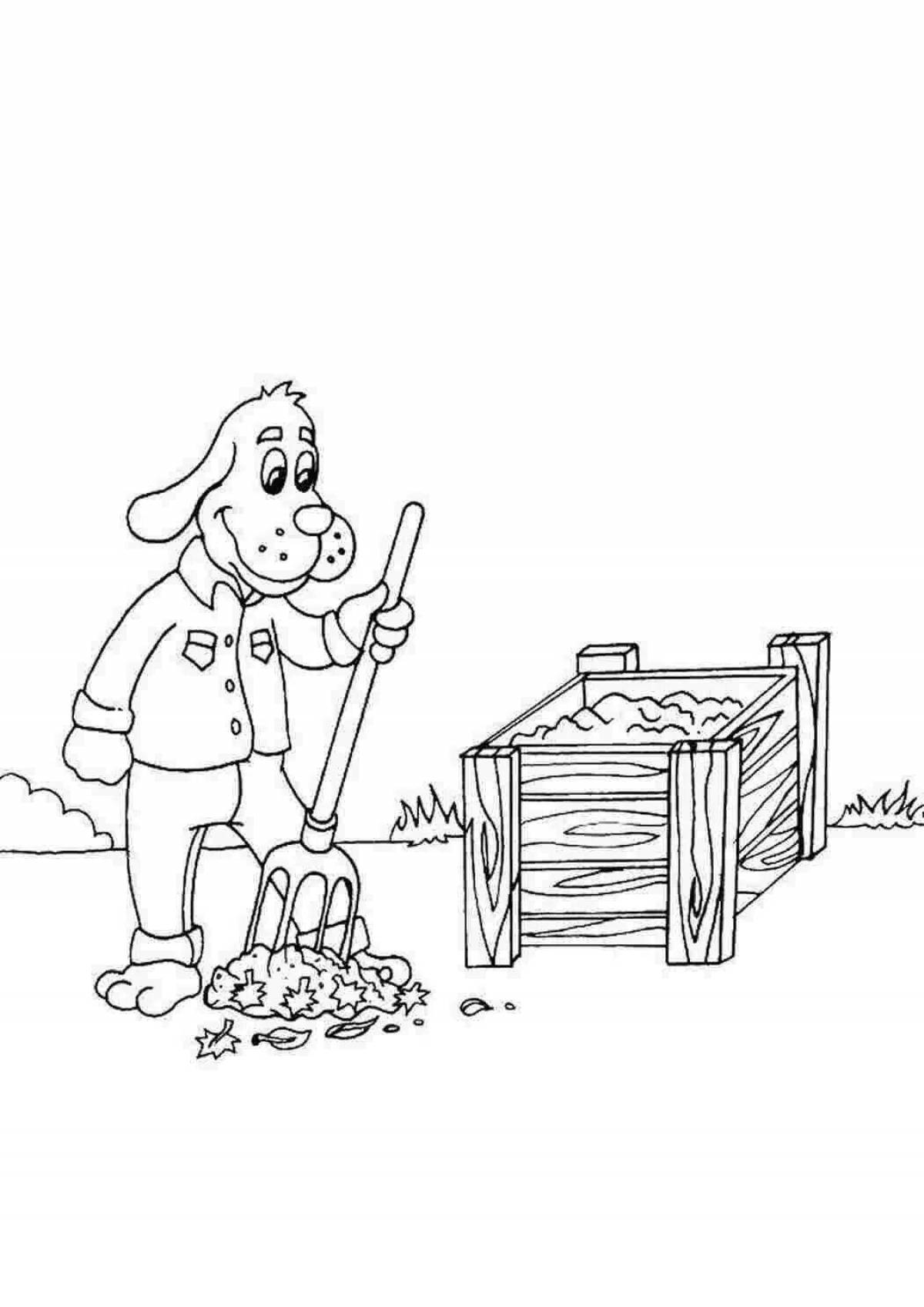 Happy Cleaning Coloring Page