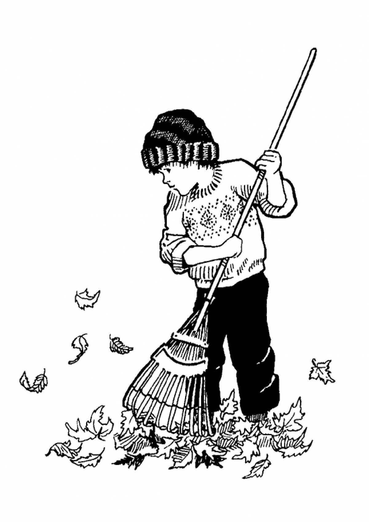 Coloring page charming cleaning