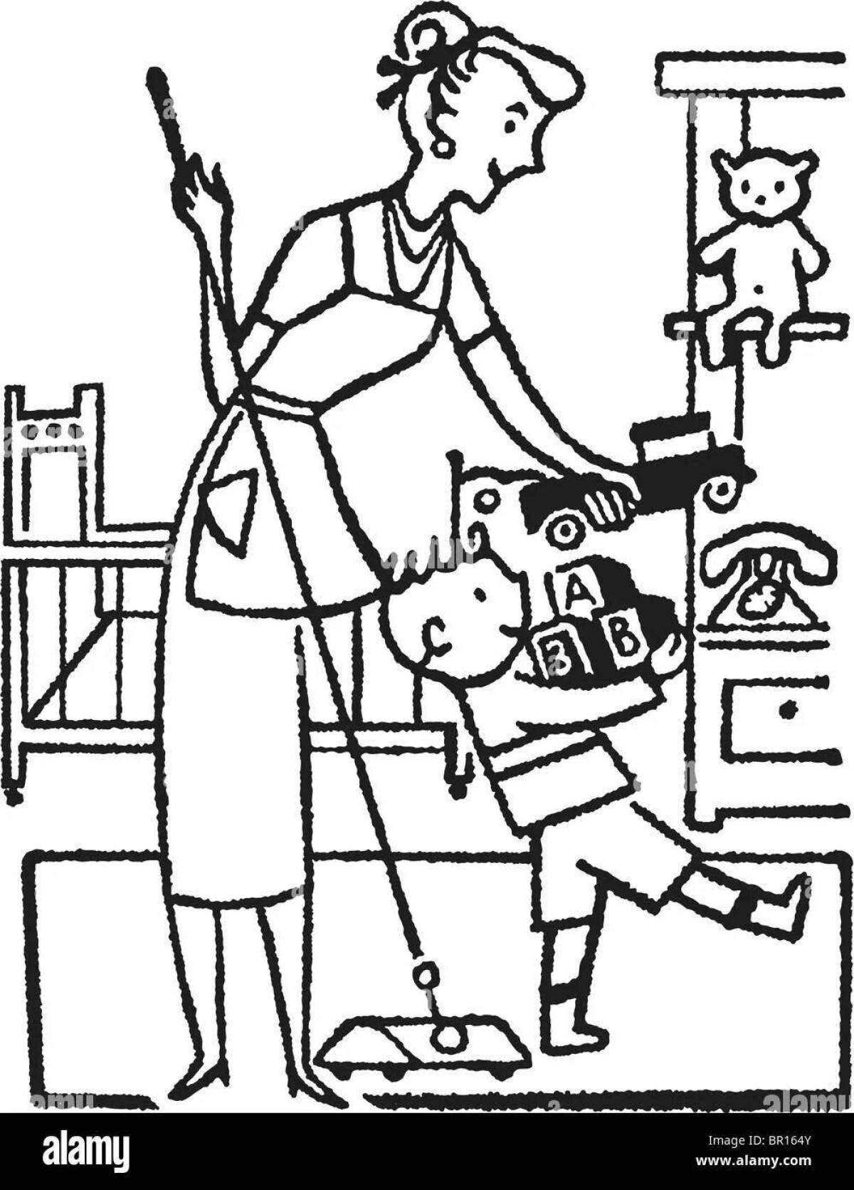 Amazing Cleaning Coloring Page