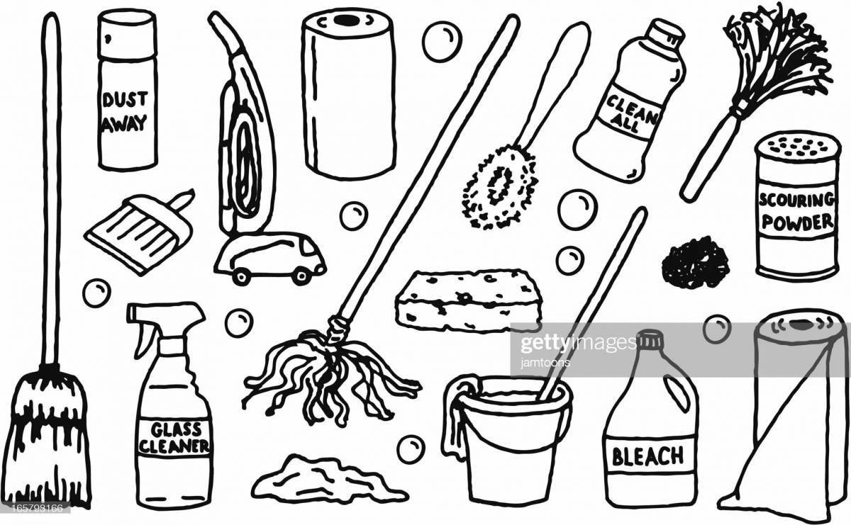Adorable cleaning coloring book