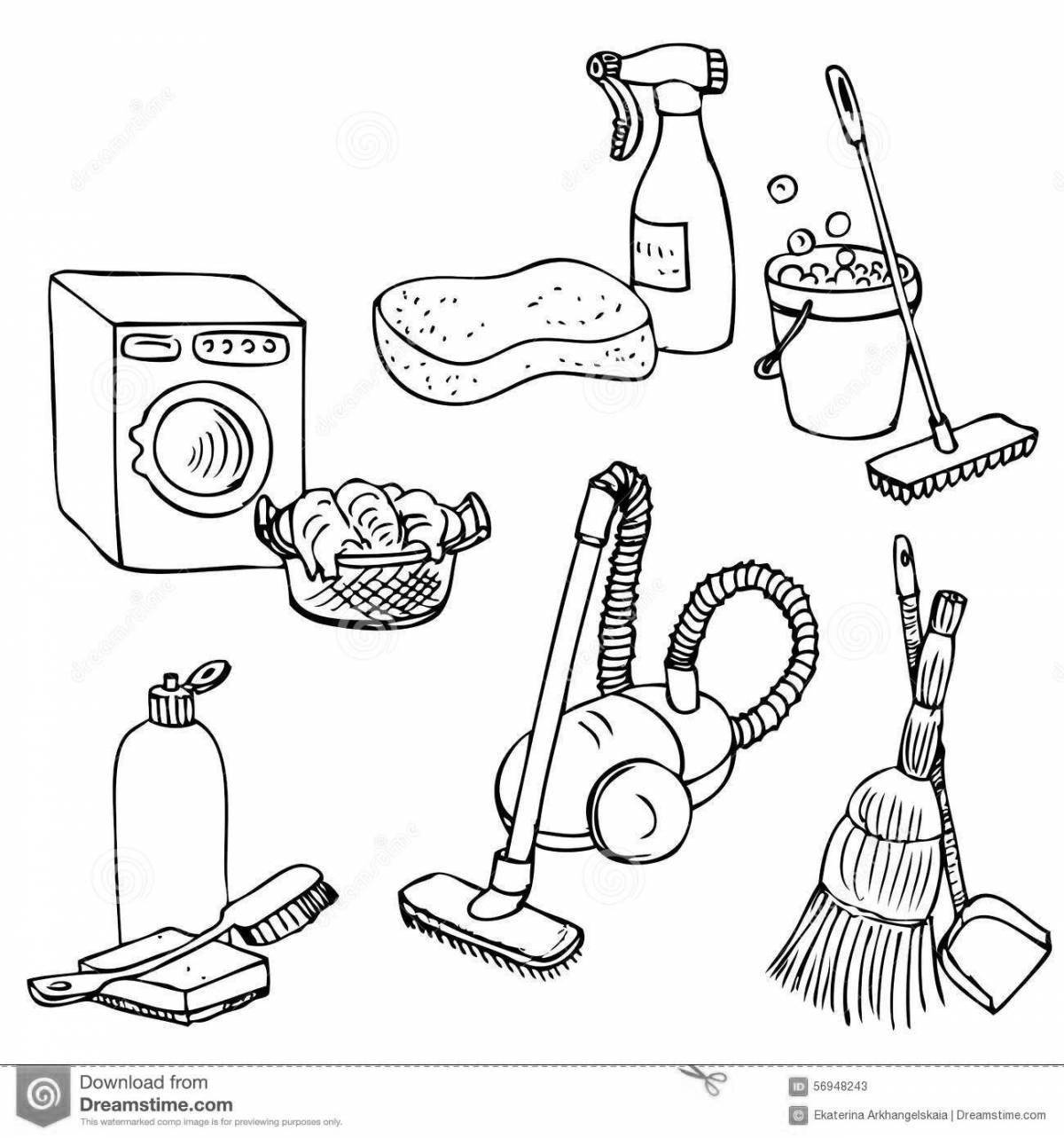 Comic cleaning coloring page