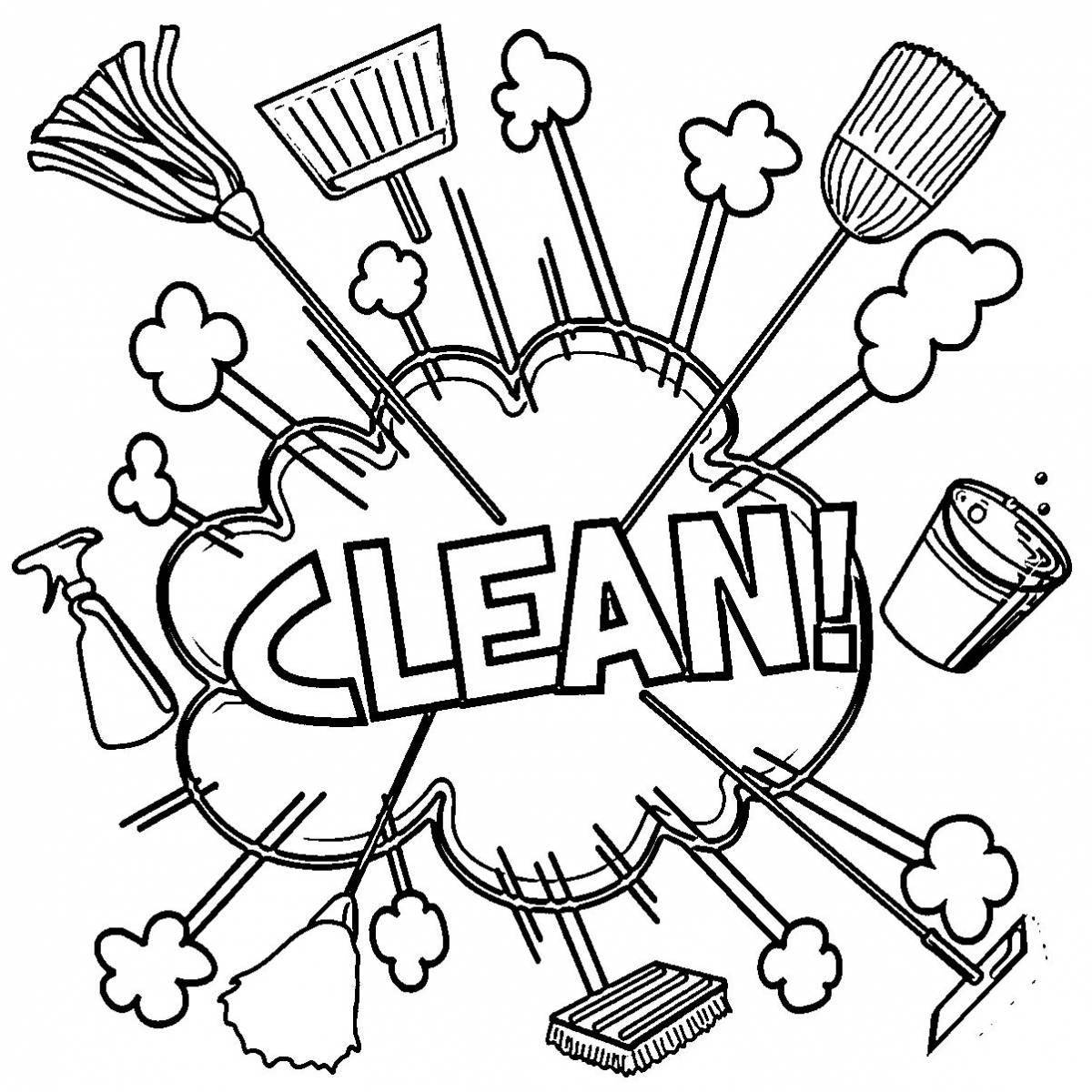 Amazing cleaning coloring page