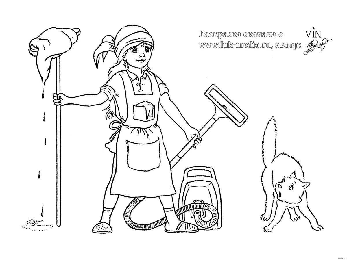 Amazing cleaning coloring page