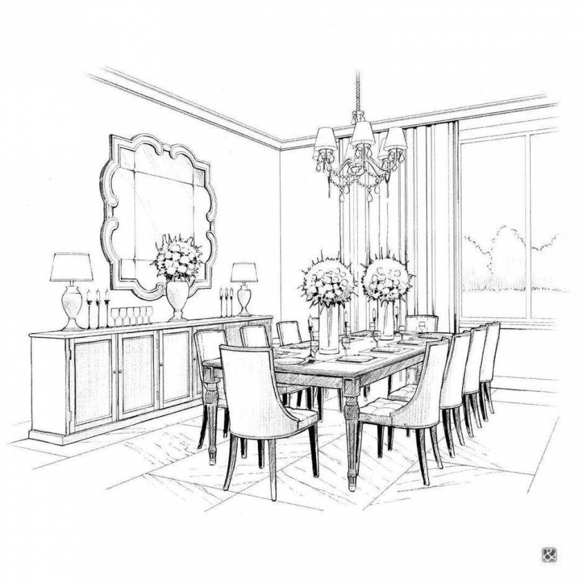 Coloring bright dining room