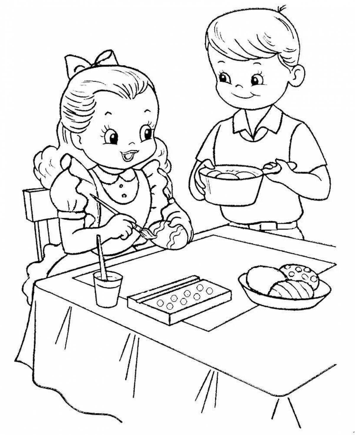 Holiday Dining Coloring Page