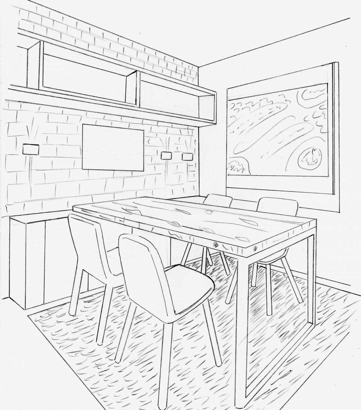 Charming dining room coloring page
