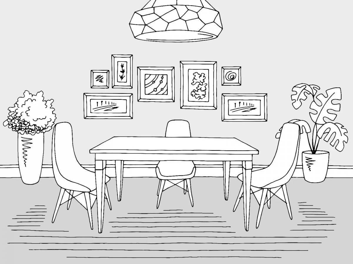 Coloring cozy dining room