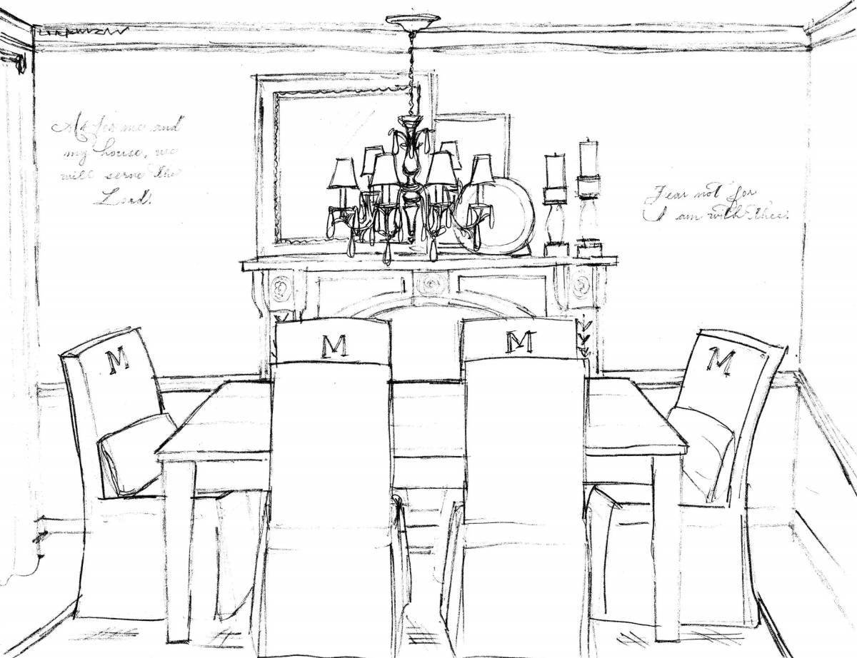 Fine dining room coloring page