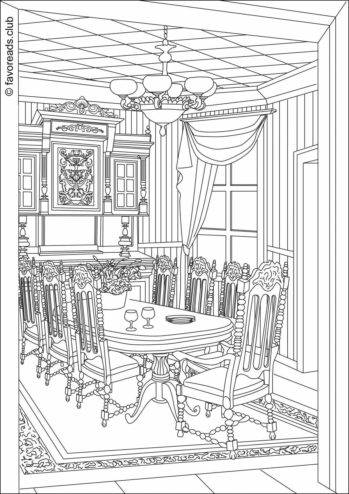 Decorated dining room coloring page
