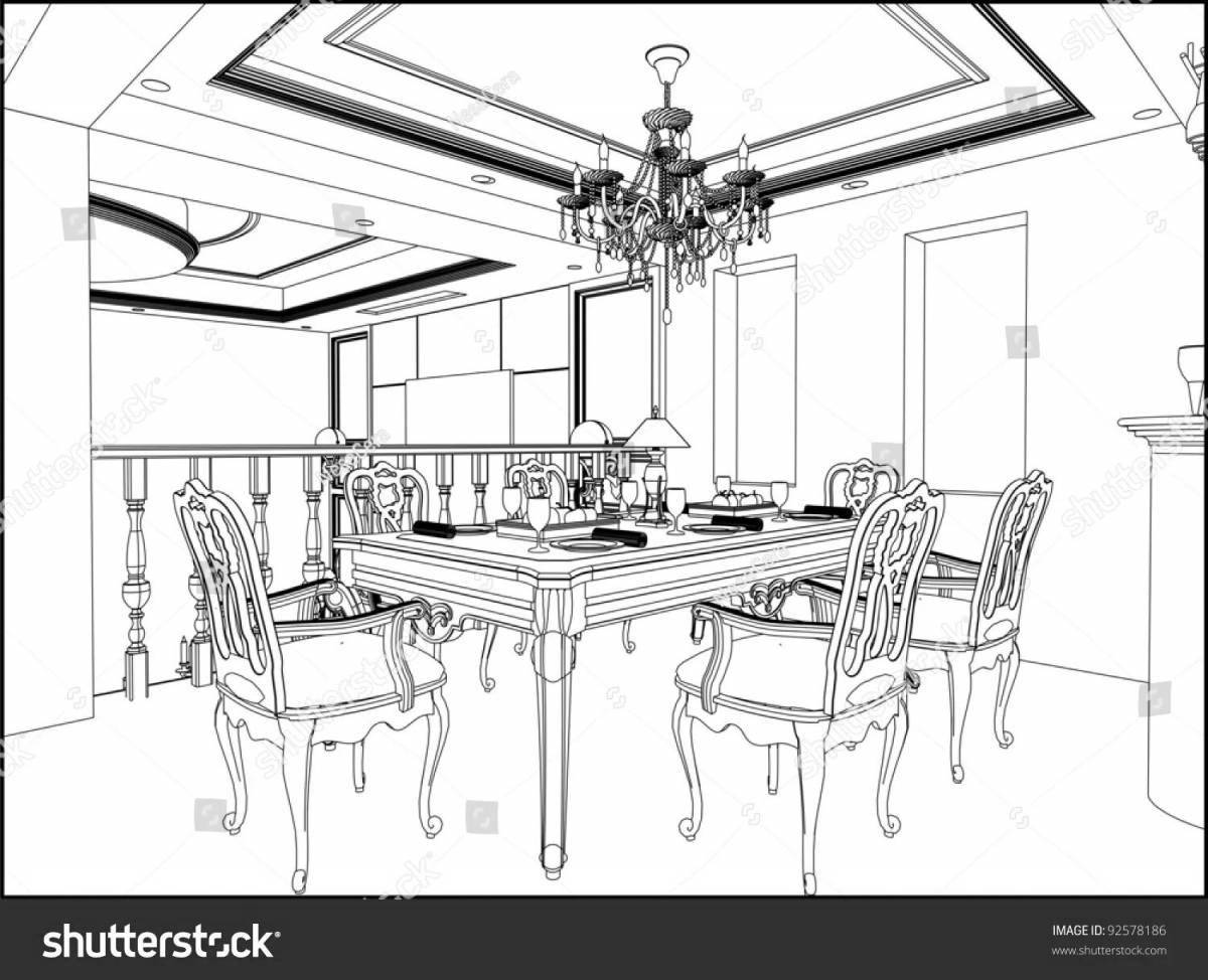 Colouring shining dining room