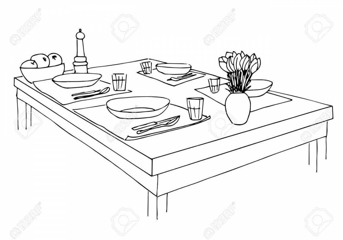 Sparkling dining room coloring page