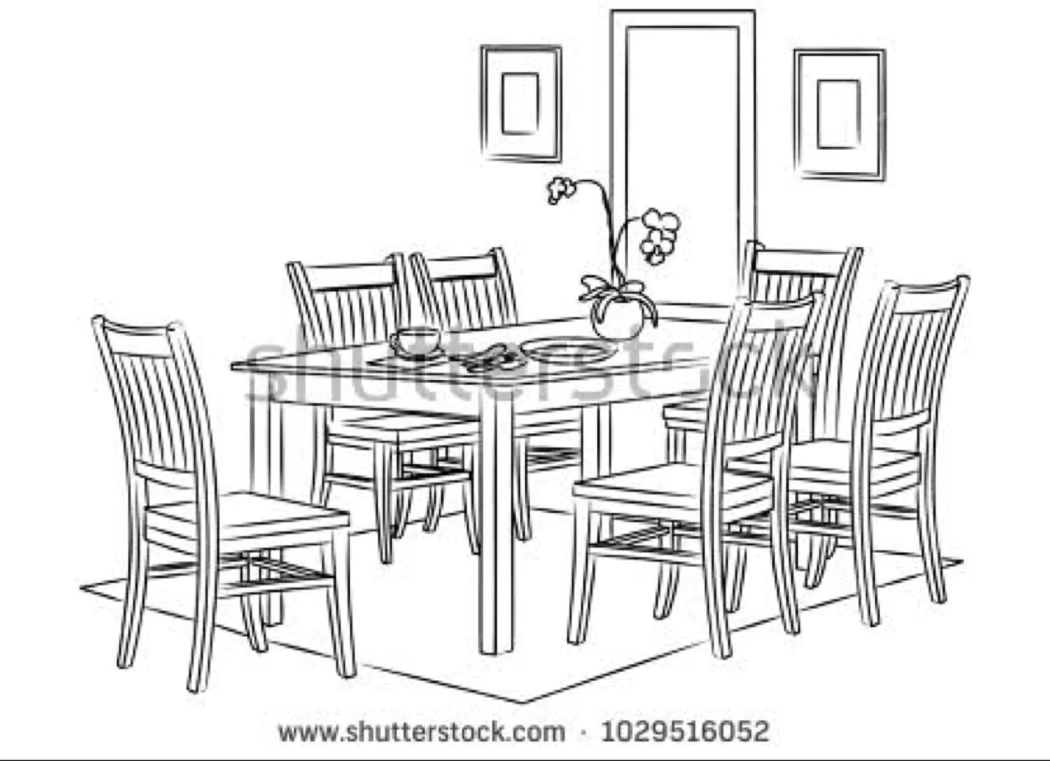 Fancy dining room coloring page
