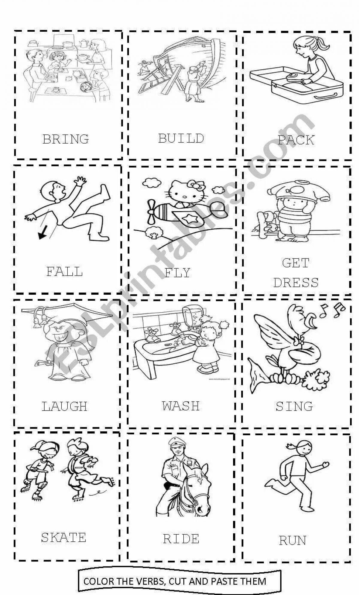 Colorful verb coloring page