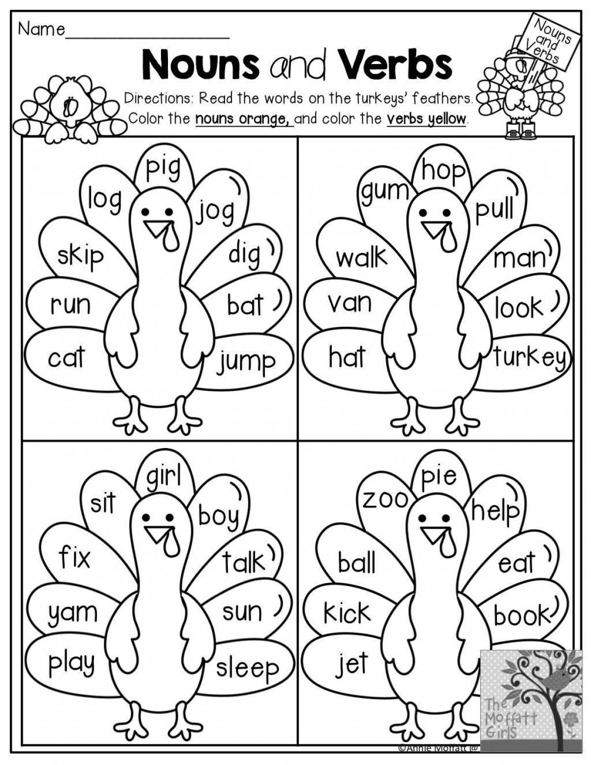 Coloring page inspiring verbs