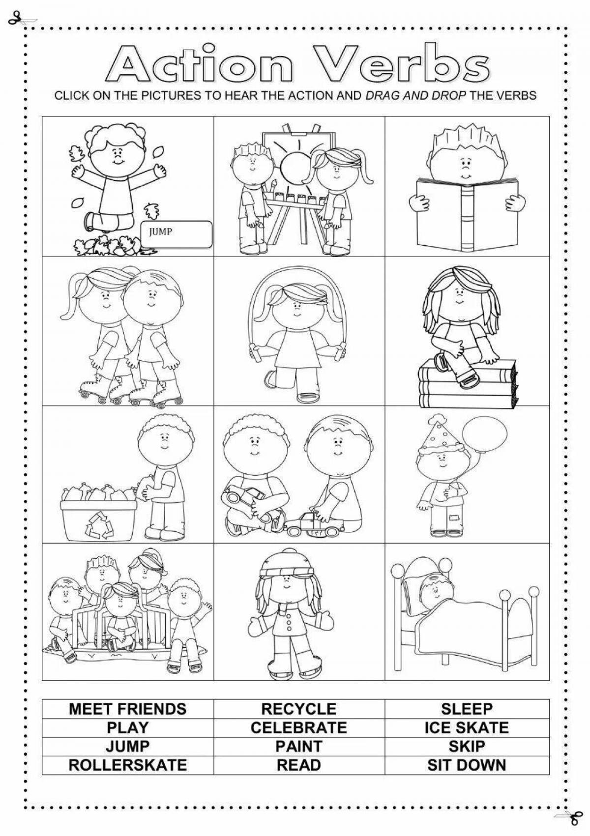 Bold verb coloring page