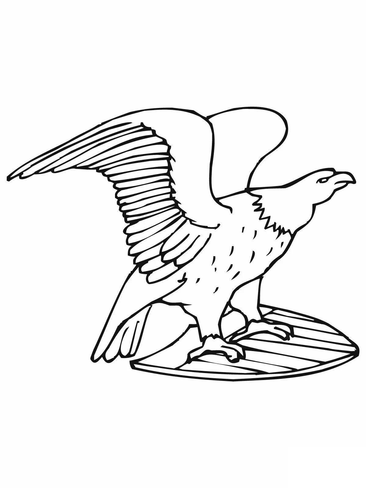 Coloring book cheerful eaglet