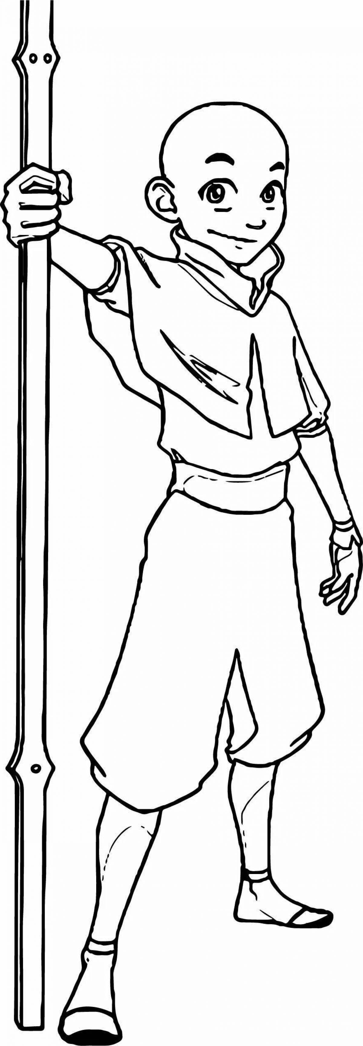 Aang's playful coloring page