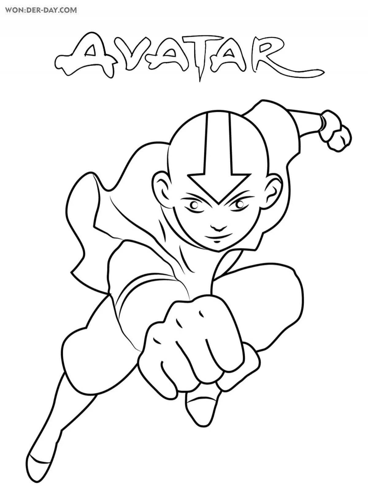 Glittering Aang coloring page