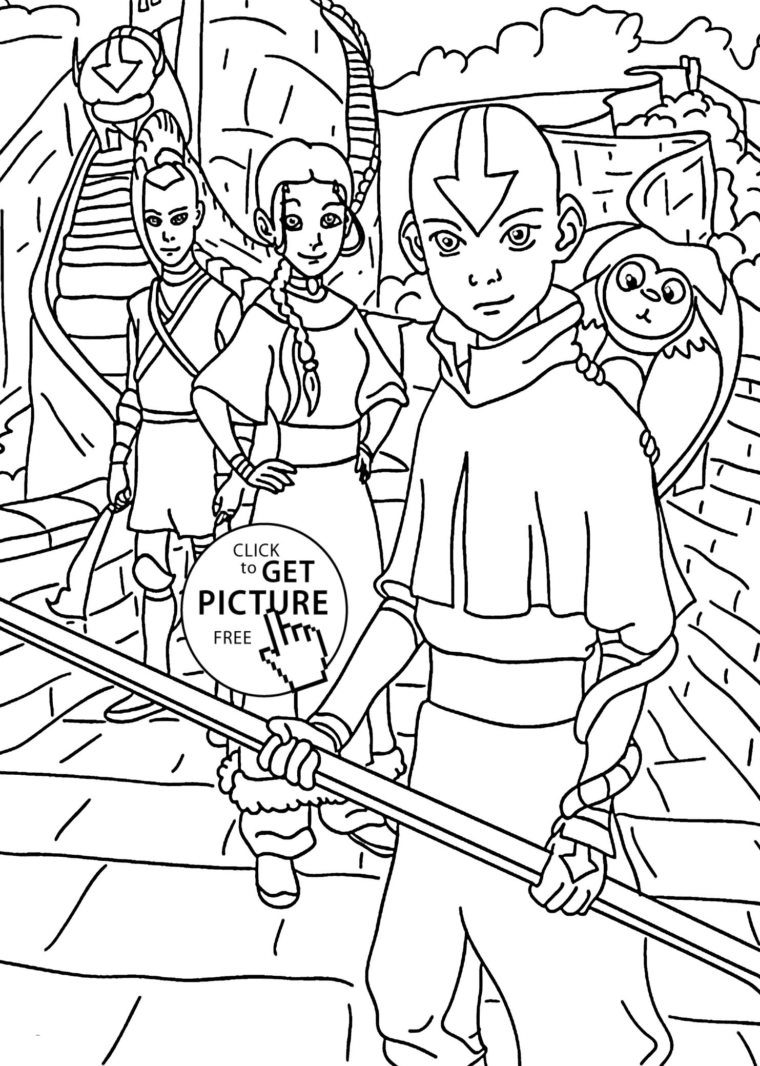 Aang's adorable coloring page