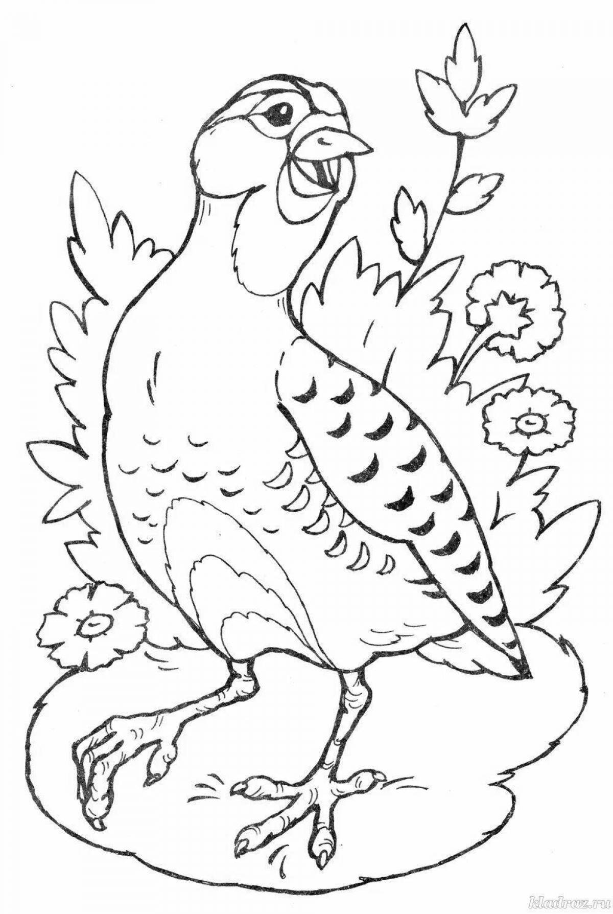 Playful partridge coloring page