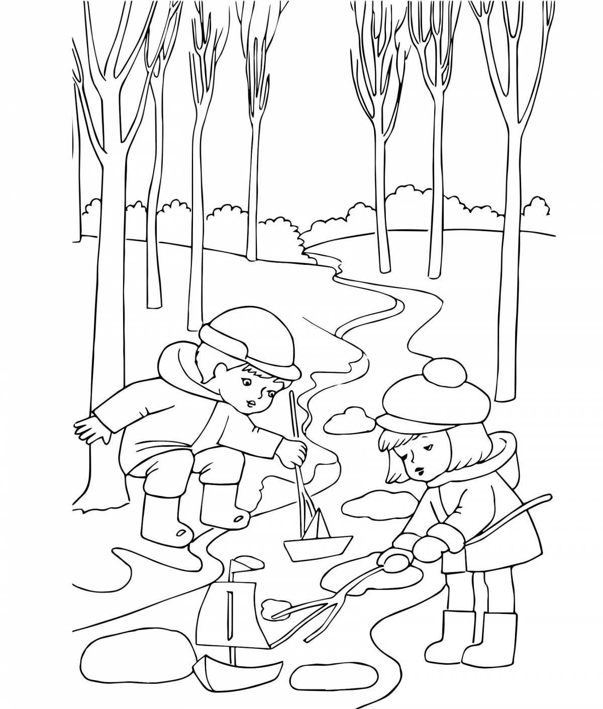 Coloring page idyllic stream