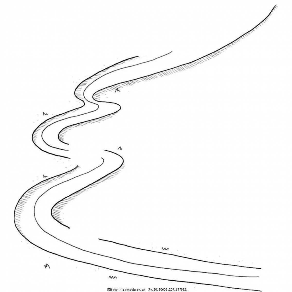 Scenic stream coloring page