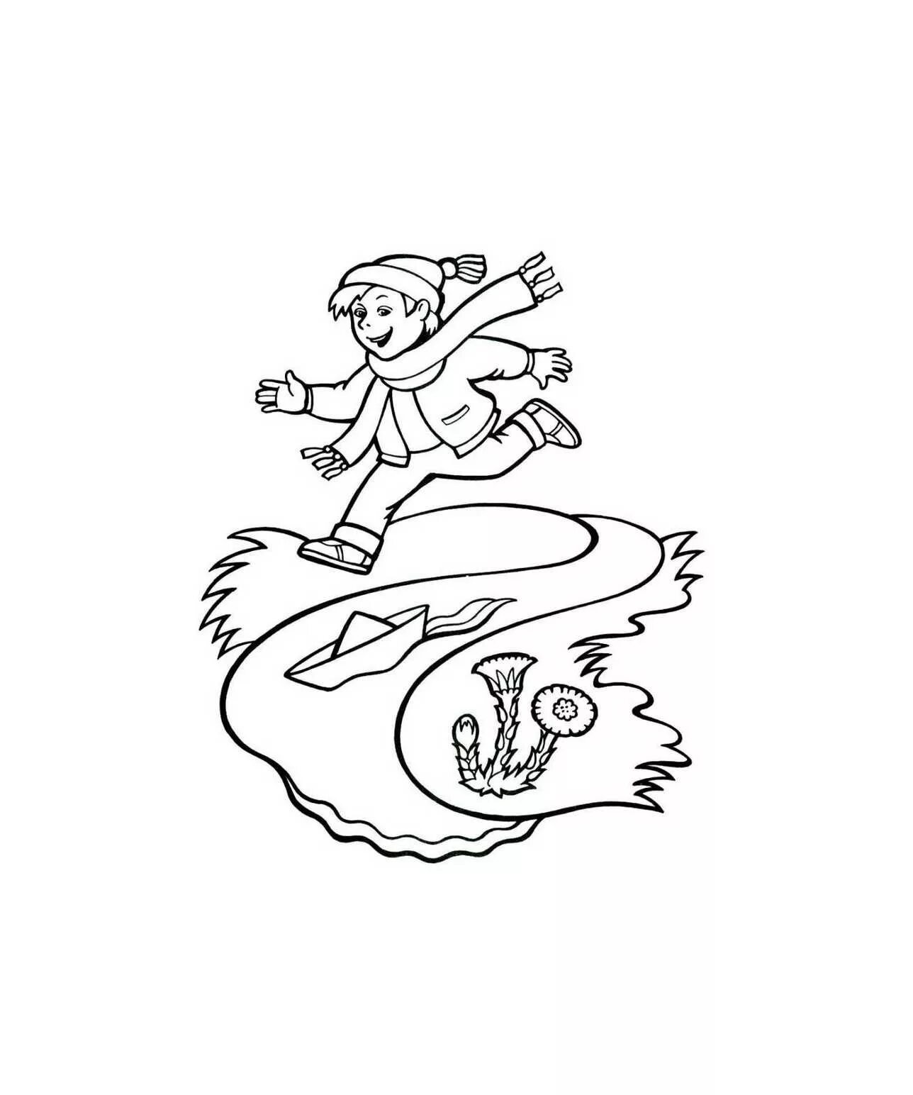 Coloring page picturesque stream