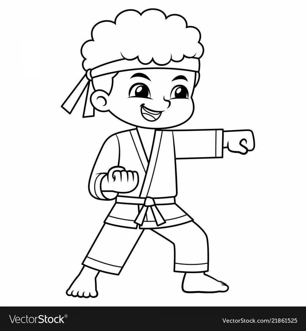 Colorful taekwondo coloring page