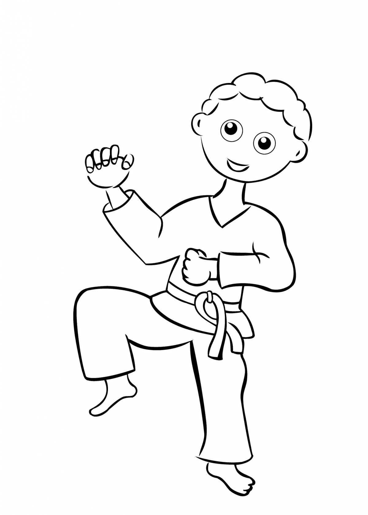 Bright taekwondo coloring page