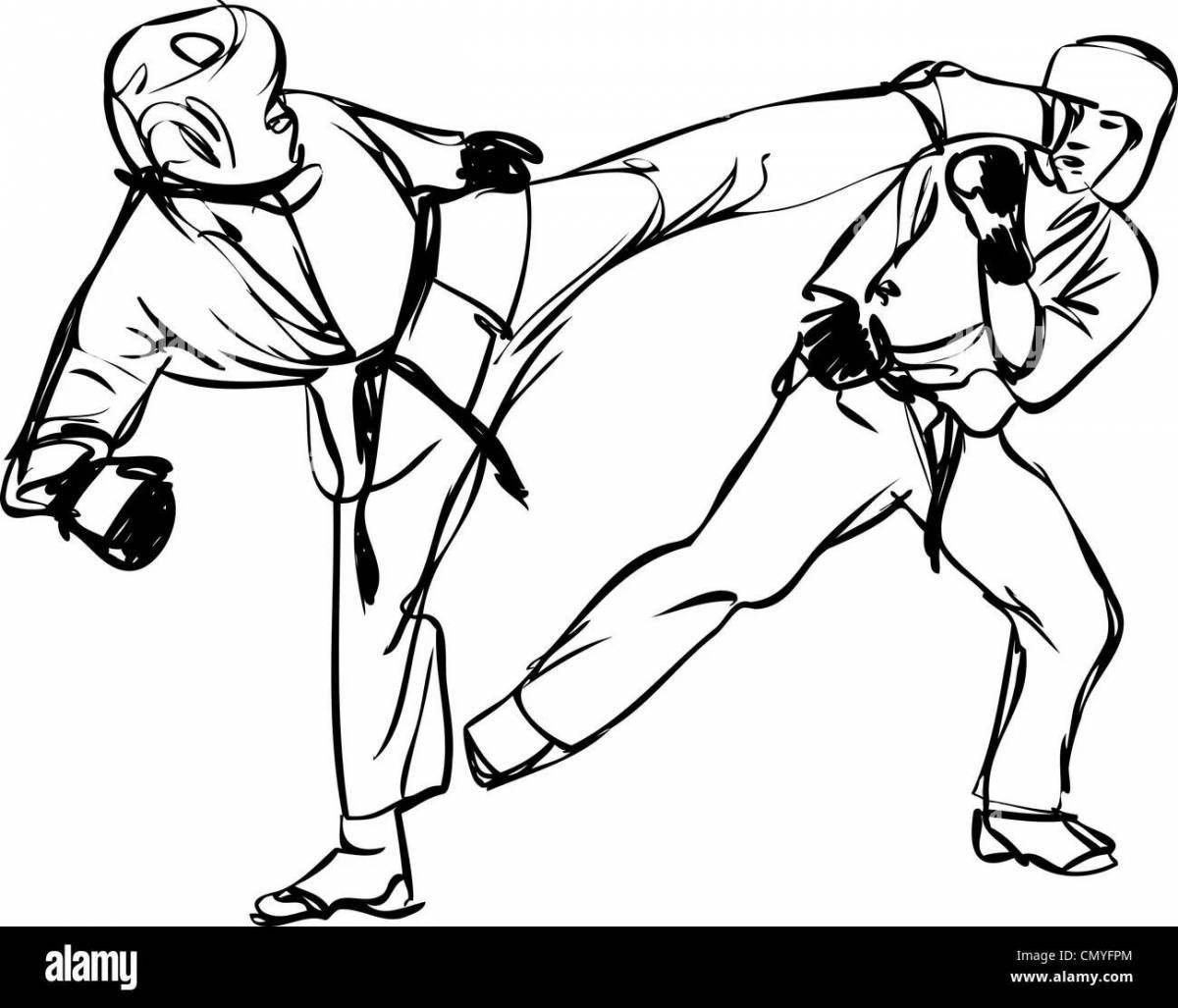 Joyful taekwondo coloring page