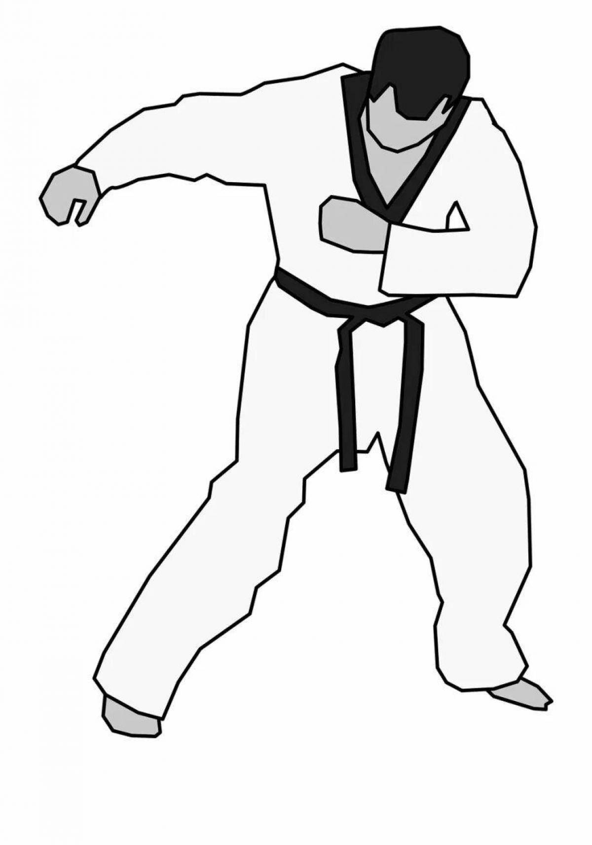 Dynamic taekwondo coloring page