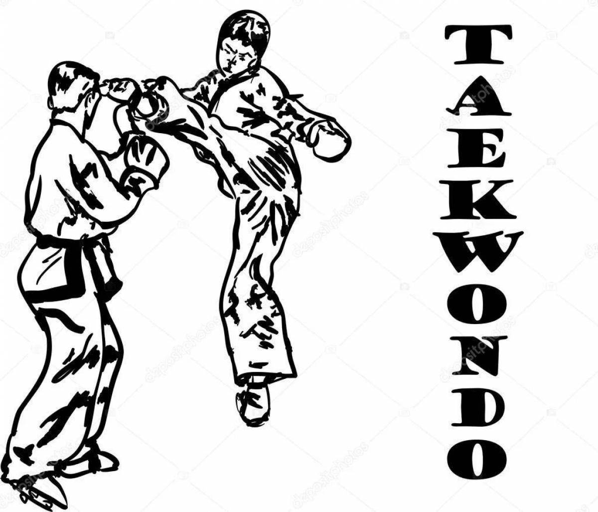 Attractive taekwondo coloring page